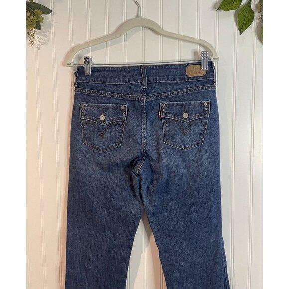 Levis 526 Slender Bootcut Jeans 6M Womens Mid-Rise Dark Wash Stretch Denim - Picture 4 of 12
